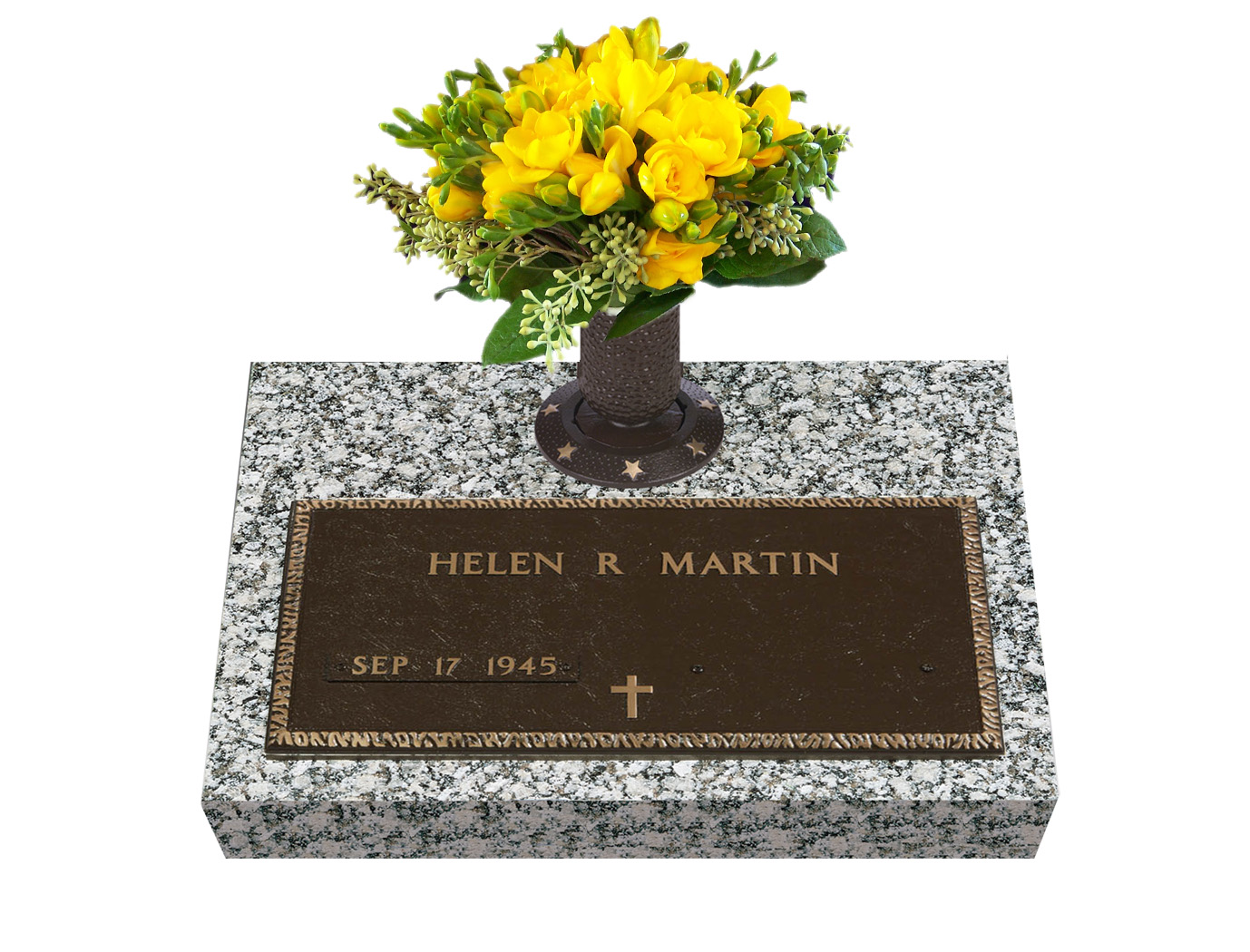 Veteran Matching Single Bronze Grave Marker With Vase|LoveMarkers