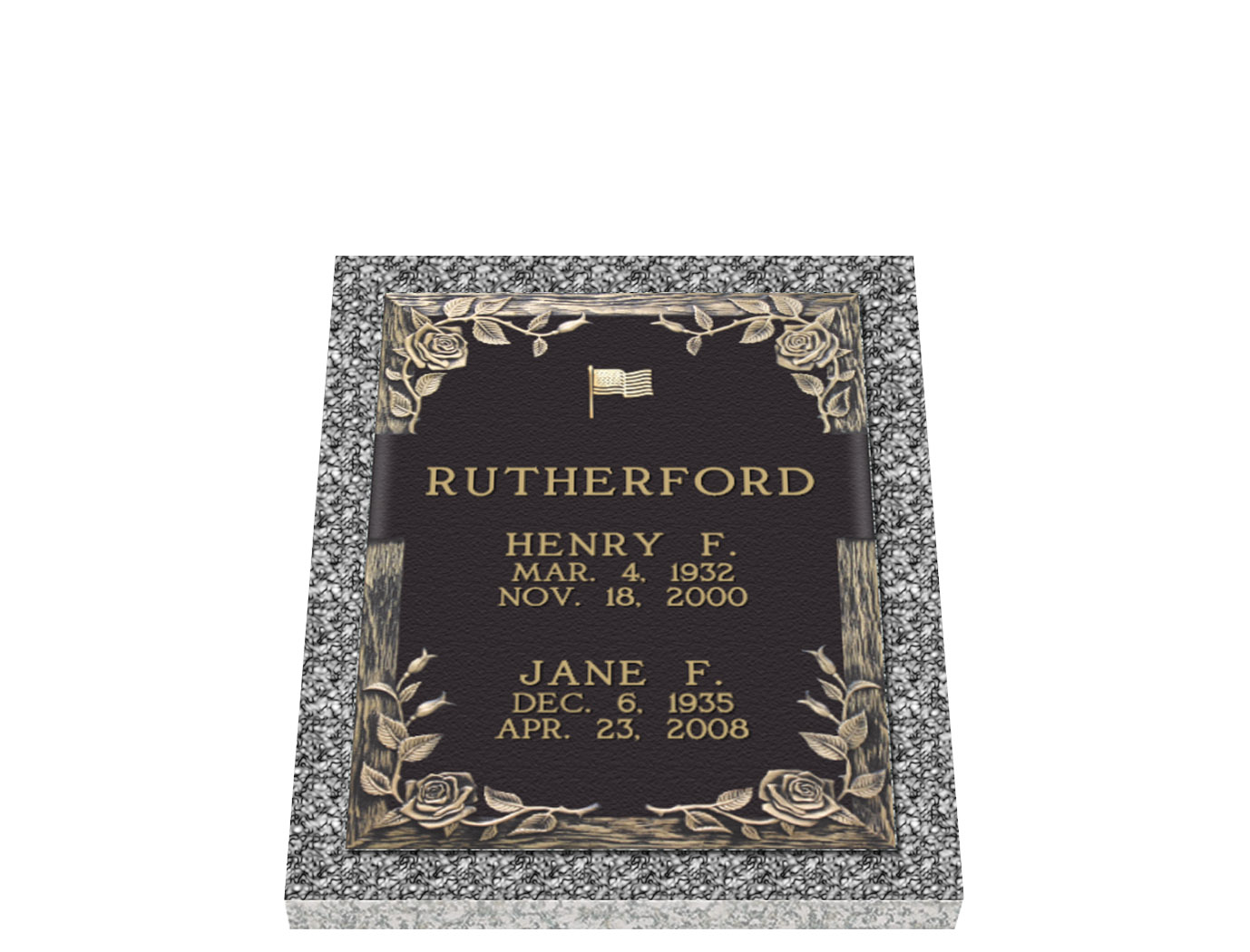 Dynasty Rose Double Interment Companion Bronze Grave Marker