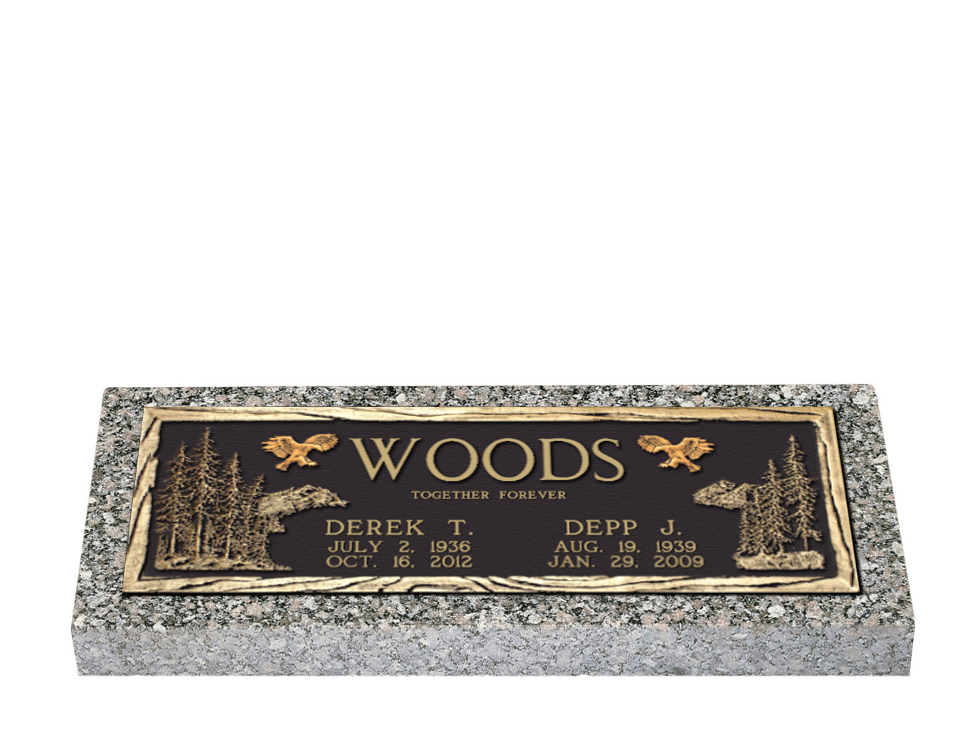 Evergreen Mountains Companion Bronze Grave Marker