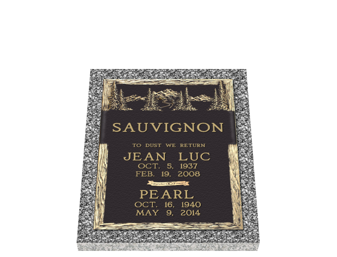 Evergreen Mountains Double Interment Bronze Cemetery Grave Marker