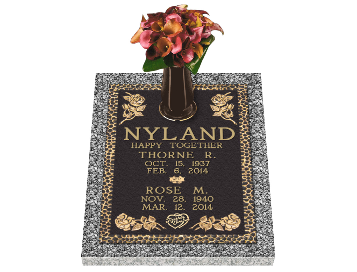 Garden of Life Rose Double Interment Companion Bronze With Vase