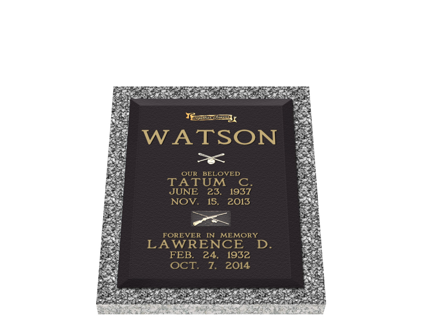 Painted Bevel Border Double Interment Bronze Marker